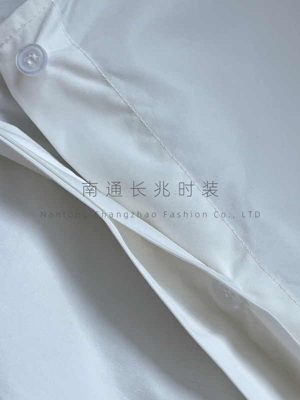 重工JI简风~MC白色衬衫连衣裙/棉质纸感/宽松廓形卷袖设计＋腰带|undefined