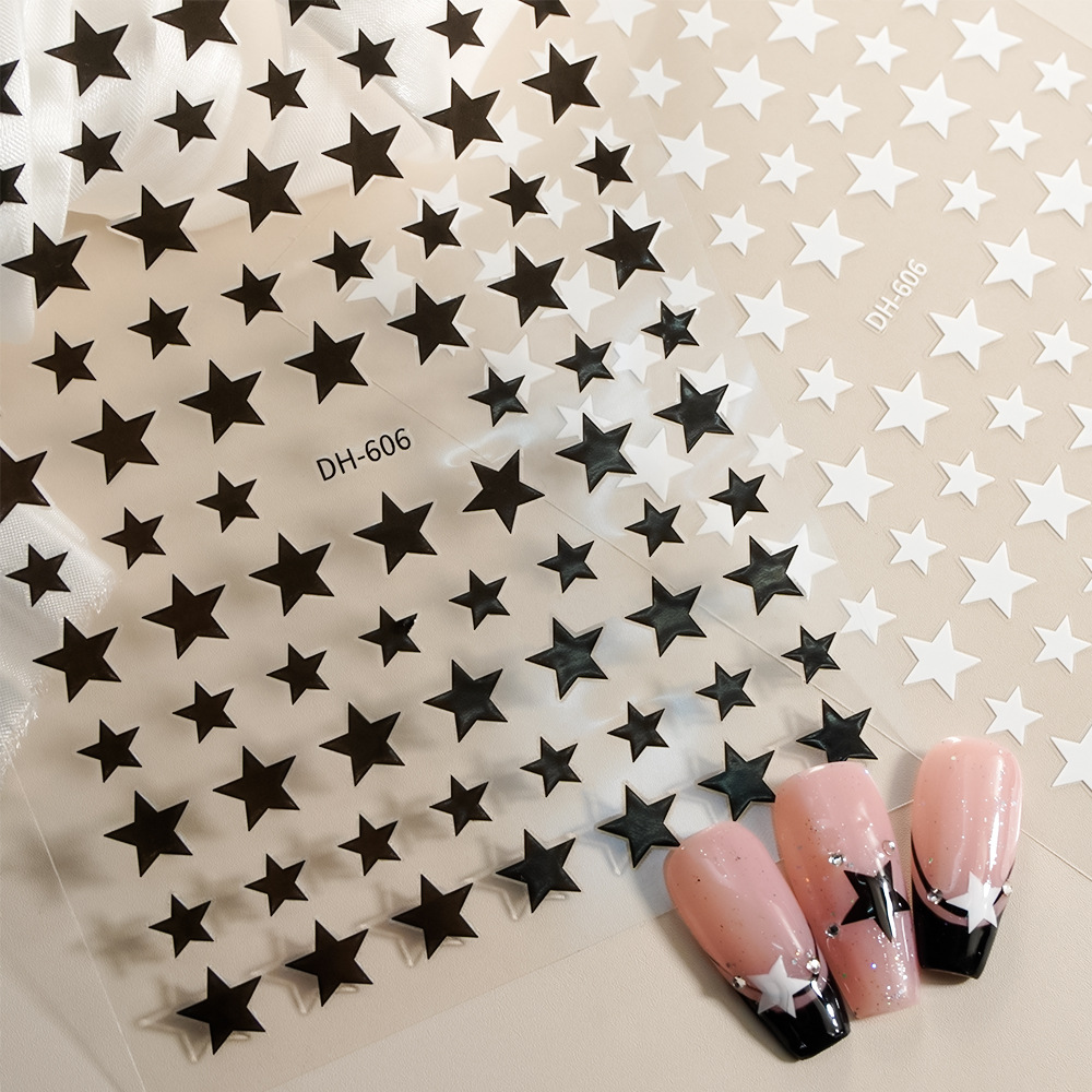 Popular nail stickers 3D Internet celebrity star stickers five-pointed star high-grade hot stamping gold and silver pink blue with adhesive nail stickers