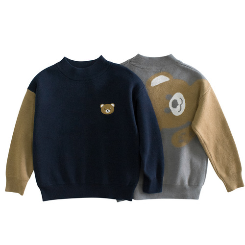 27kids brand children's clothing spring new children's sweater male baby sweater bear clothes one piece drop shipping