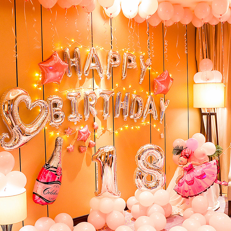 Newborn Baby's First Birthday Gift Basket Aluminum Balloon Party Decoration Background Wall Letter Balloon Wholesale