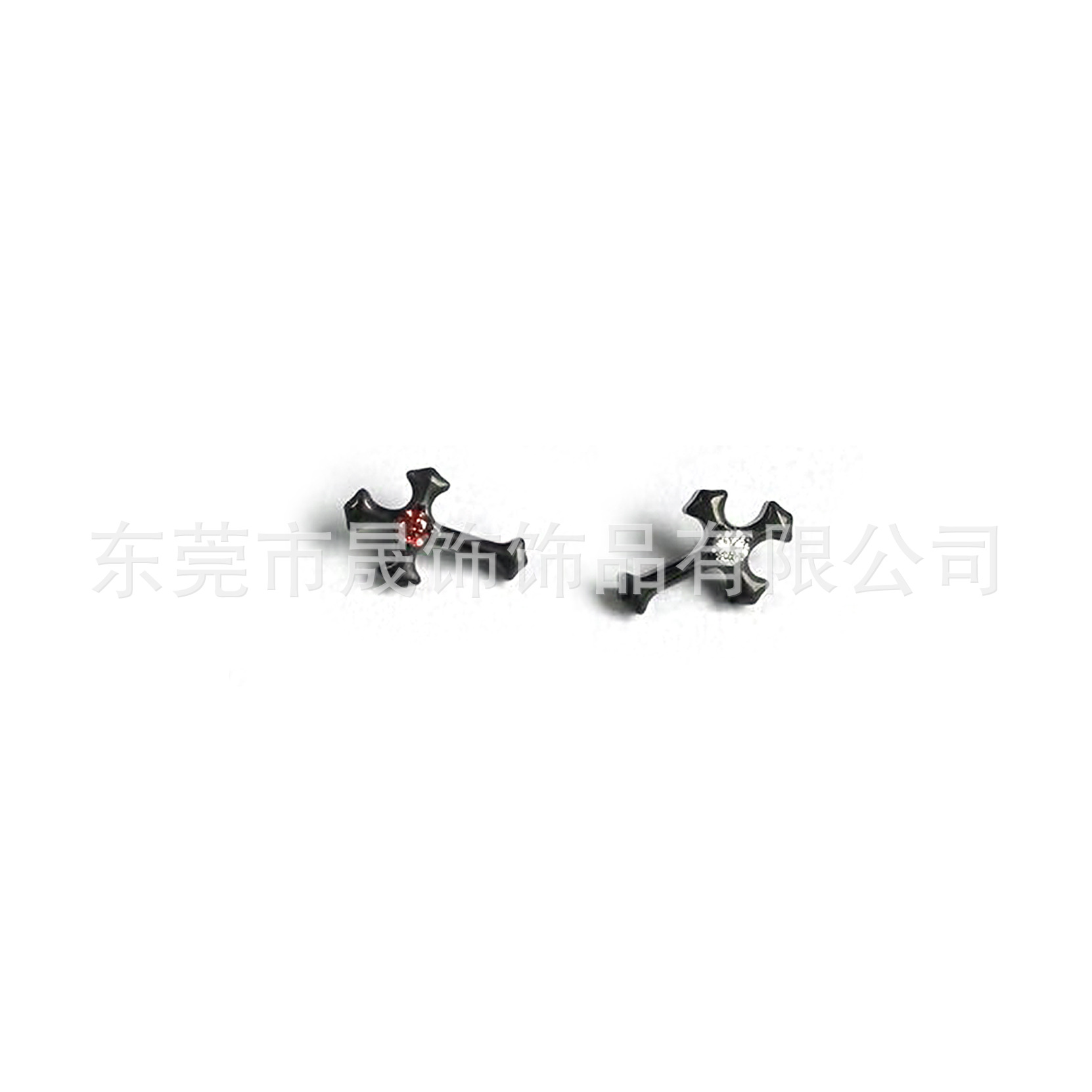 F136 Titanium Ear Stud 朋克 Black Cross Studded Cubic Zirconia Helix Cartilage Stud G23 Implant Grade Titanium 人体 Piercing Jewelry
