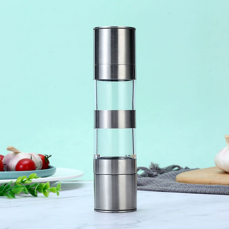 В наличии 2 в 1 двухголовая мельница для перца бытовая ручная банка для приправ из нержавеющей стали прямые поставки с завода