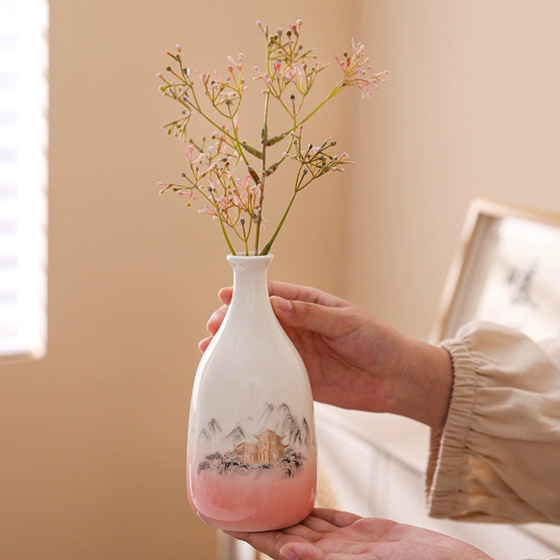Керамическая ваза в китайском стиле для выращивания воды, украшение цветочной композиции для новоселья, церемонии открытия, входа, винного шкафа, домашнего декора.