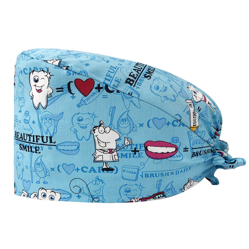 Sombrero de flores de algodón con estampado de dibujos animados, toalla absorbente para el sudor, sombrero de estudio médico, sombrero de enfermera UCI, envío directo de AliExpress