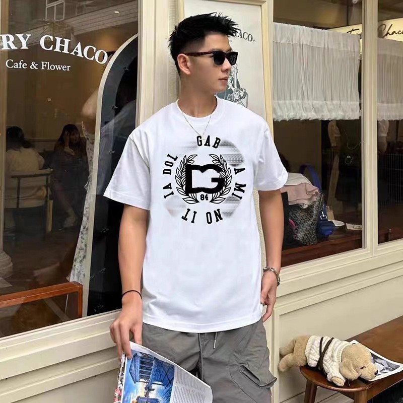 D Dujia G 夏新作人気プリントヨーロッパ通気性ラウンドネックカジュアル万能トレンドブランドトップス Tシャツ半袖メンズ|undefined