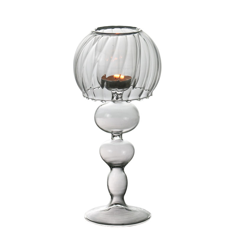Candelabro de cristal retro de estilo europeo transparente en forma de paraguas trenzado titular de la vela romántica creativa muebles personalizados sala de estar