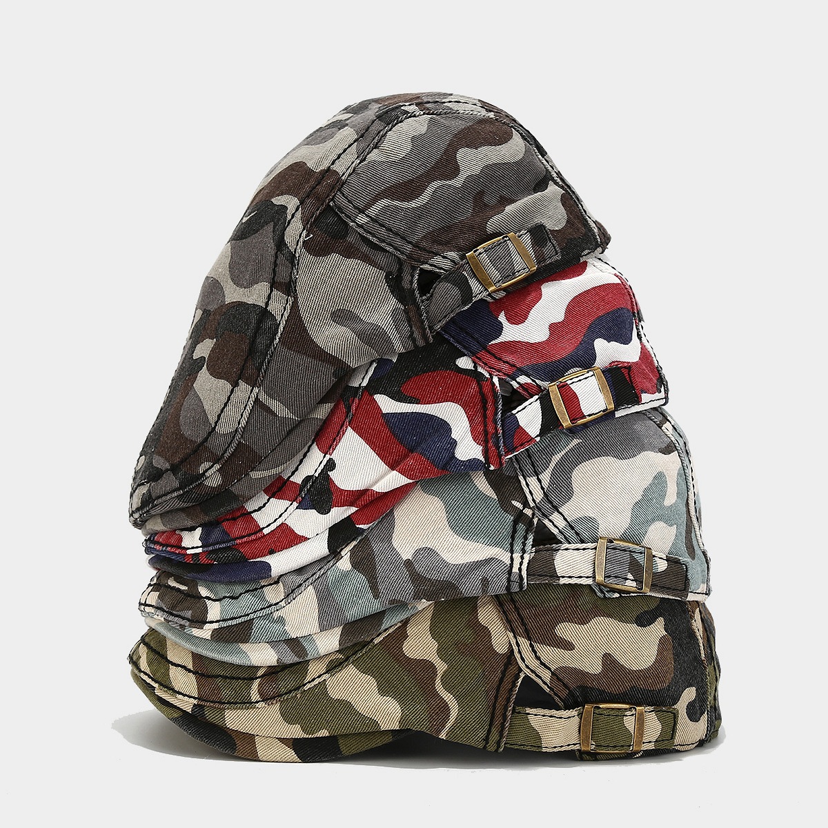 Otoño nuevo hombre al aire libre lavable camuflaje sombrero de avance jungla caminata retro gorra corta gorra mujer boina image 3