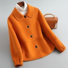 双面羊绒大衣女短款2023新款高端宽松小个子羊毛呢厚夹克外套时尚