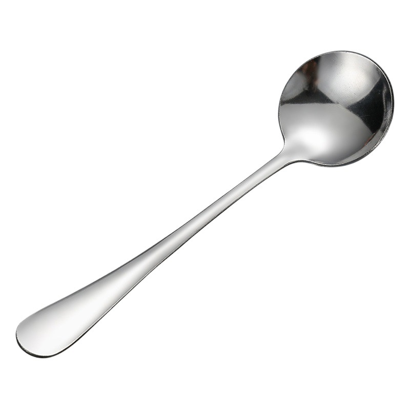 Korean 410 Stainless Steel Spoon Household High-Value Ice Cream Spoon Dessert Spoon Kidsren's Rice Spoon Spoon Small Round Spoon