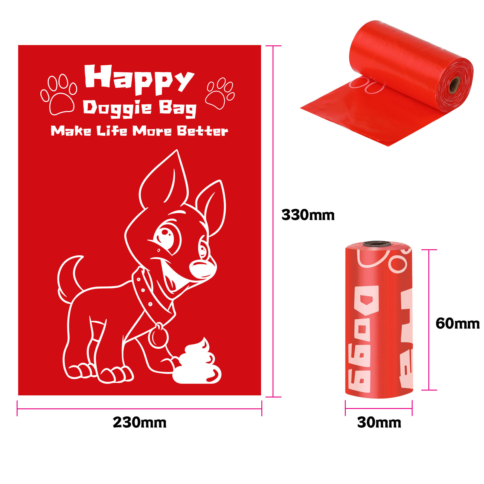 1.5 실크 생분해성 빨간색 인쇄