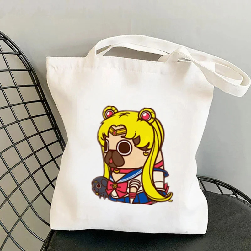 Comercio exterior Sailor Meow impresión Kawai bolsa Harjuku bolsa de compras damas lienzo bolsa de mano casual para niñas