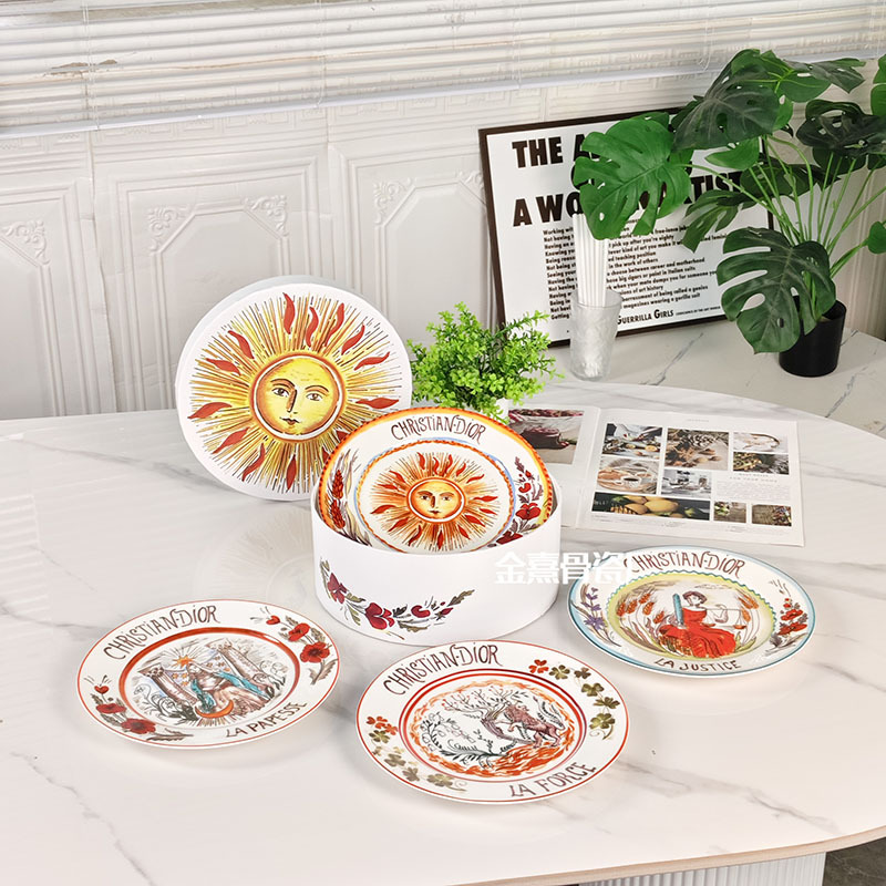 欧式迪家太阳星星骨瓷四盘套装甜品盘牛排盘水果盘家用宴会餐具