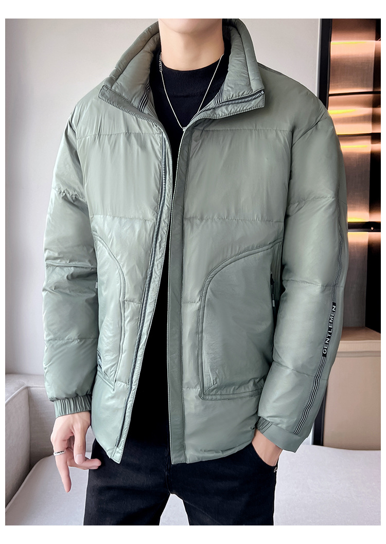 Men's Clothing white duck cotton winter men's cotton jacket men's short thick warm fashion stand collar jacket men_voghion.com