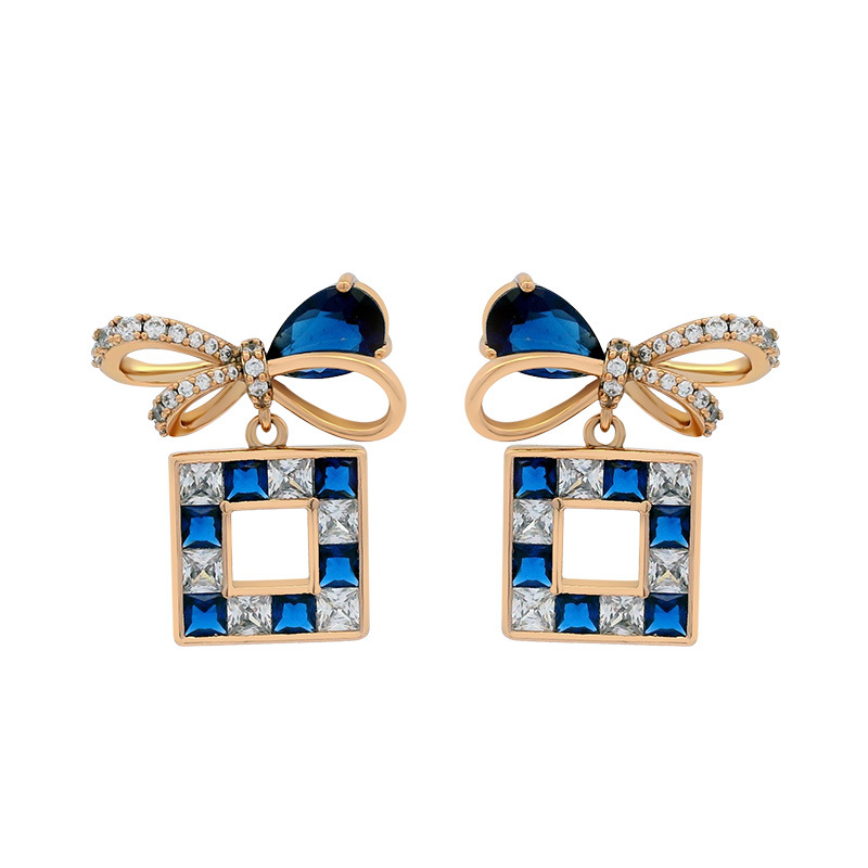 Xuping caibao serie arco caja de regalo pendientes dulce fresco francés retro elegante luz lujo nicho diseño alto sentido