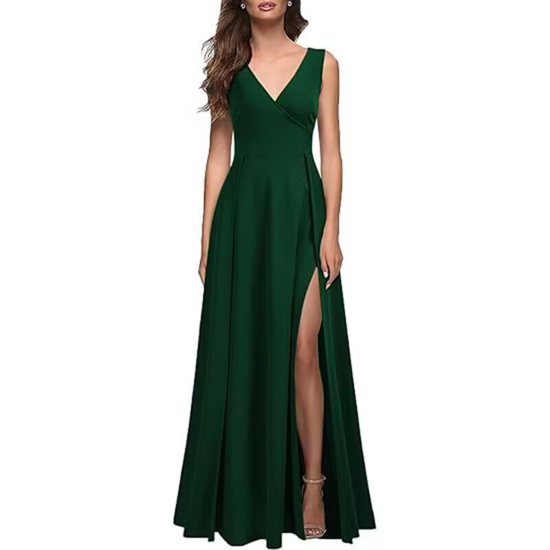 2025 verano V-collar vestido de noche transfronterizo europeo y americano nuevo vestido formal largo vestido de cóctel