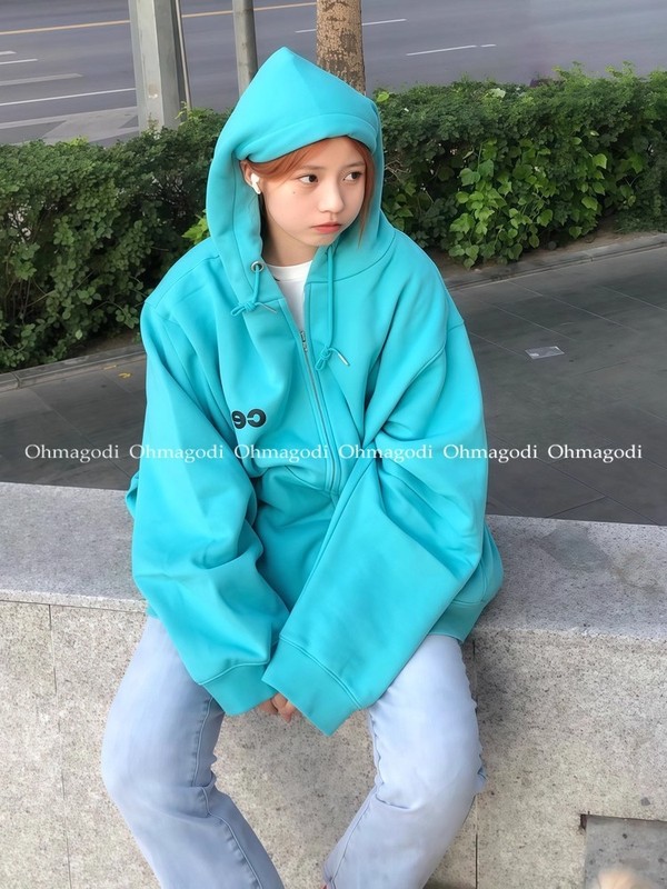 韩国正品cec卫衣外套宽松CHANCECHANCE秋冬连帽拉链开衫男女情侣|undefined