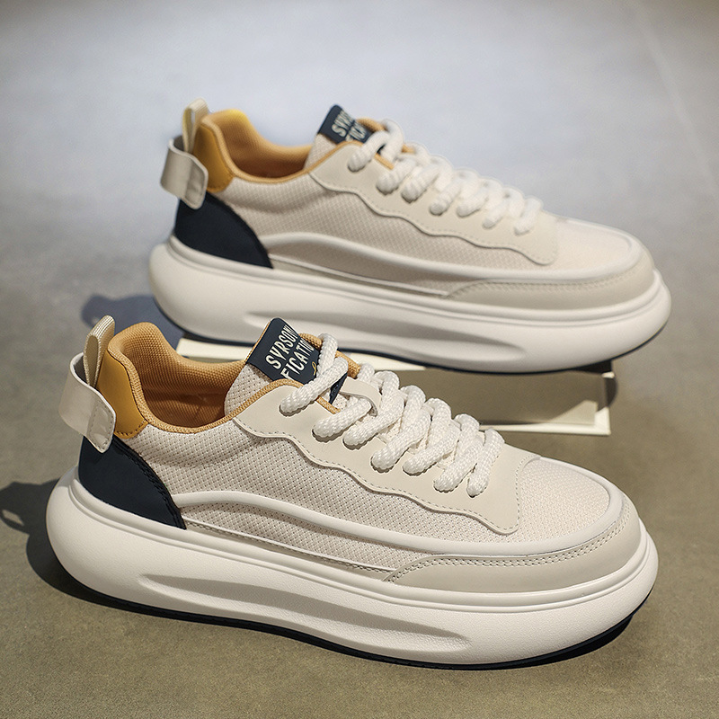 New Casual Sneakers Advanced Sense Fashion All-match Sports Men's Shoes Soft Sole Lightweight Comfortable Breathable White Shoes