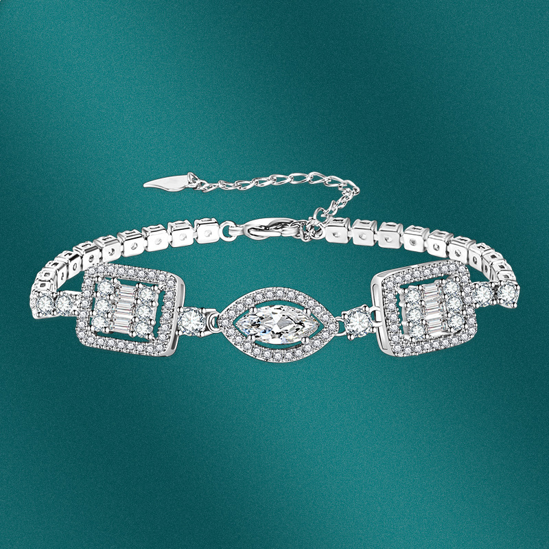 Lady Geometric Copper Patchwork Zircon Bracelets 1 Piece