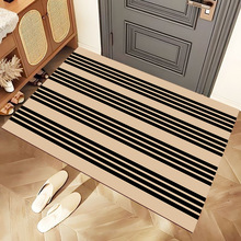 跨境亚马逊条纹家用水晶绒地垫耐磨耐脏入户门玄关脚垫卫生间地毯