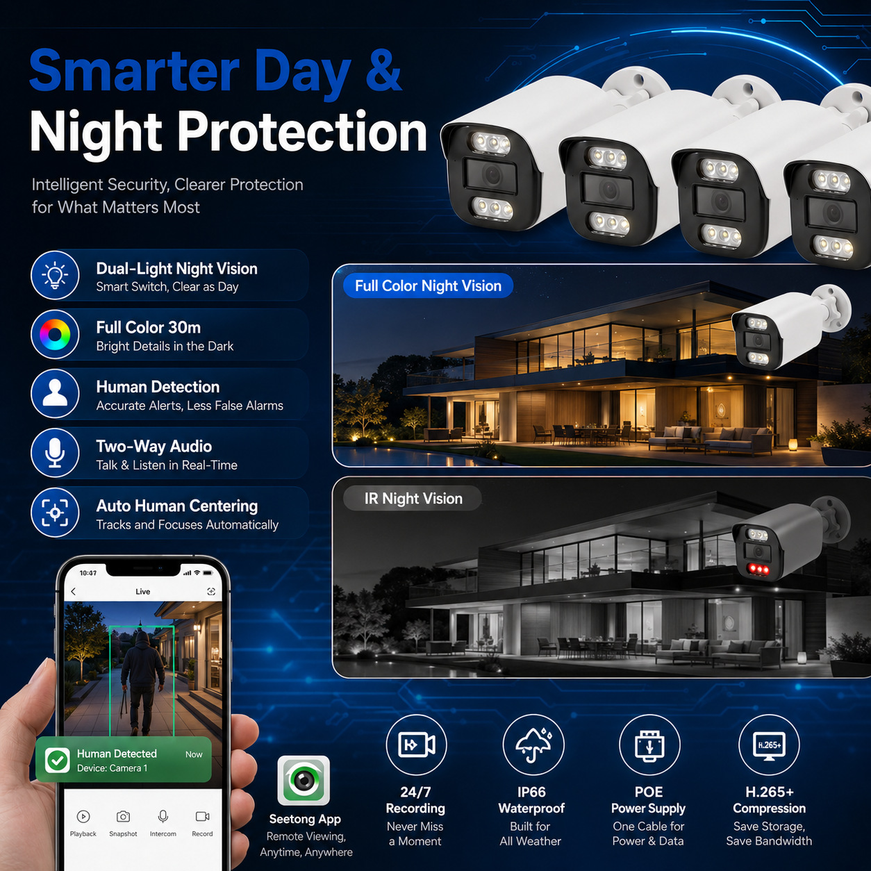 POE Security Camera System IP CCTV NVR Kit Seetong摄像头套装