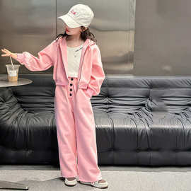 女童套装卫衣两件套2024春夏新款洋气时髦儿童运动时髦大童网红潮
