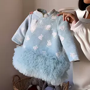 Платье, милое ципао, в западном стиле, юбка из сетки, китайский стиль