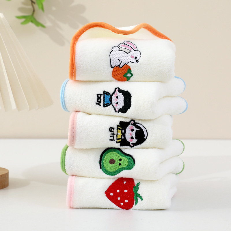 Baby Coral Fleece Cartoon Children's Home Use Embroidered Thickened Soft Absorbent Towel, Wholesale Face Towel_voghion.com