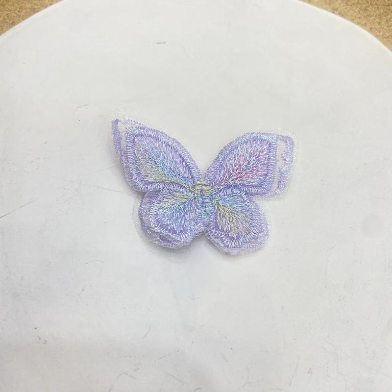 厂家直销服装辅料刺绣补丁贴彩色双层幻彩欧根纱刺绣蝴蝶布贴|undefined