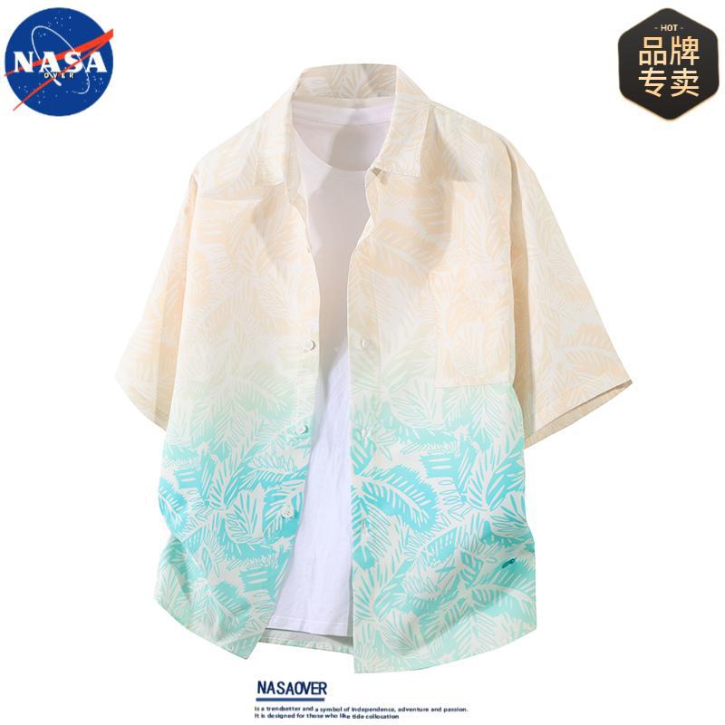 NASA Brand Co-branded Island Style Casual Short-sleeved Shirt Men's 2025 Summer New Loose All-match Full Print Shirt