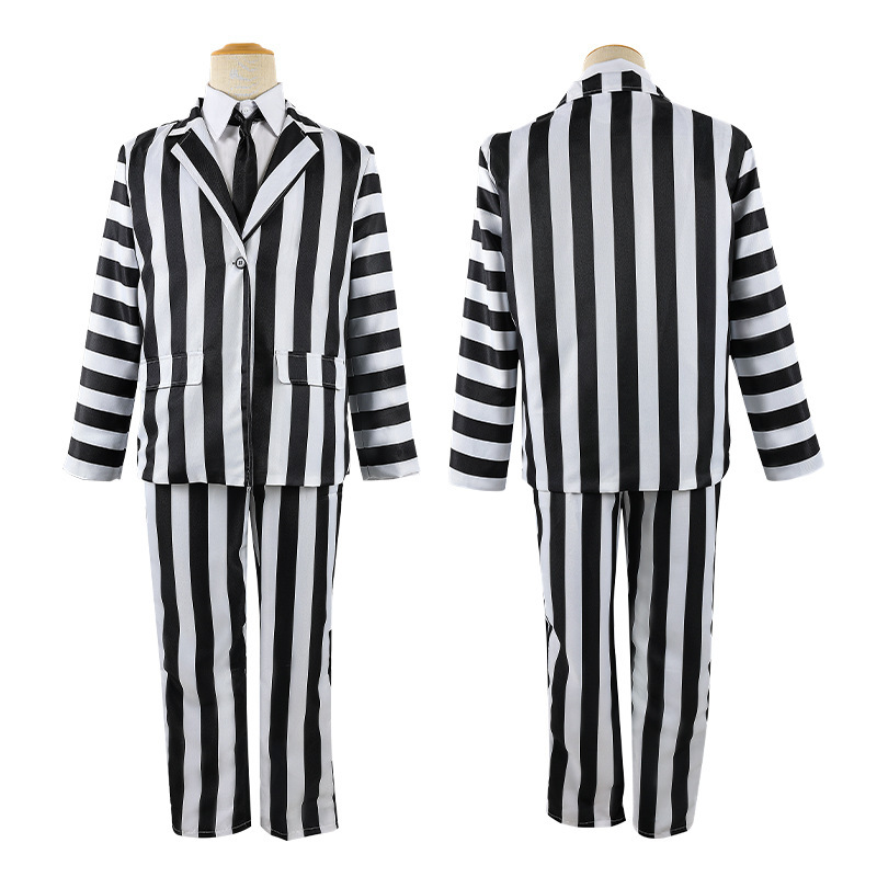 ハロウィーン新作cos衣装陰間大法師甲殻虫汁コスプレストライプスーツセット演出服|undefined