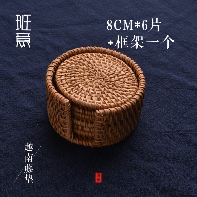 手工编织越南藤编杯垫茶具藤木养壶垫 越南老藤编杯垫批发|undefined