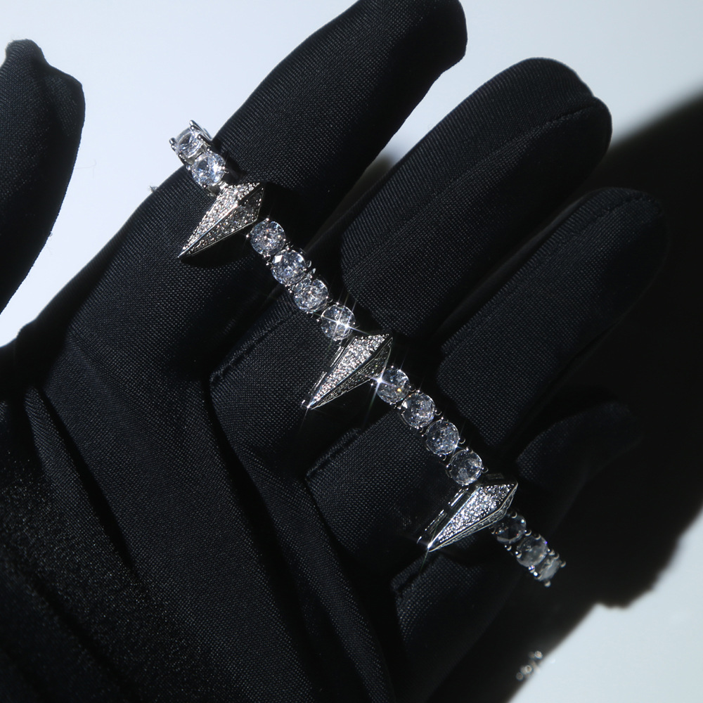 22g Weight Zircon Inlay Material Hip-Hop Punk Rhombus Copper Inlay Zircon Men'S Bracelets Men's Chain Bracelets