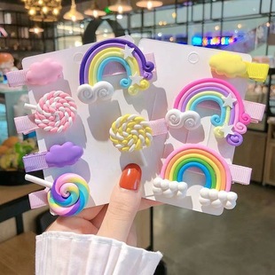 儿童新款彩虹卡通发夹棒棒糖果一字夹发卡可爱云朵刘海夹发饰-阿里巴巴