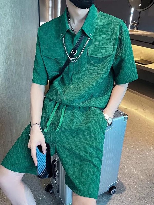 Traje de camiseta de verano para hombres, pantalones cortos de manga corta deportivos casuales de marca de moda, traje de dos piezas para hombres de moda con un conjunto de ropa, guapo