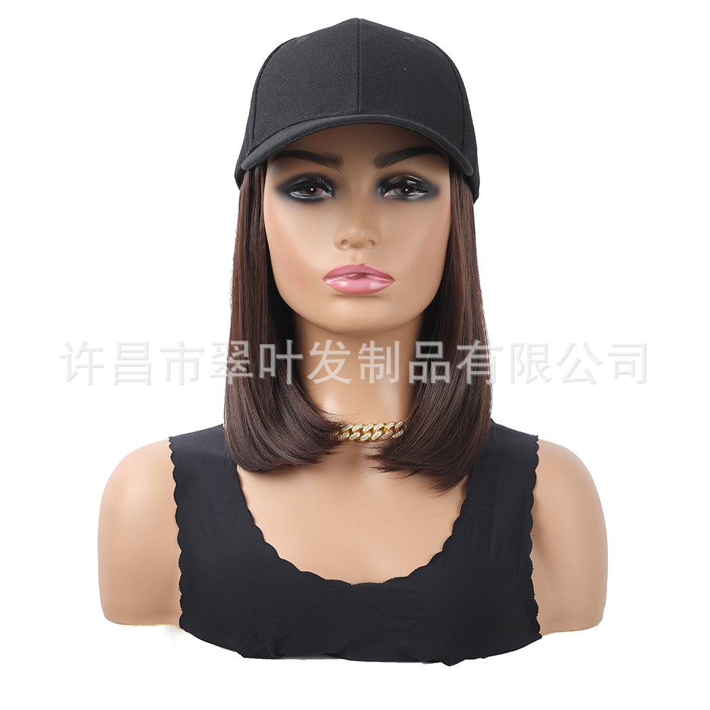Sombrero pelucas fibra química corta pelo recto Bobo cabeza en una peluca de moda pelucas 10 pulgadas