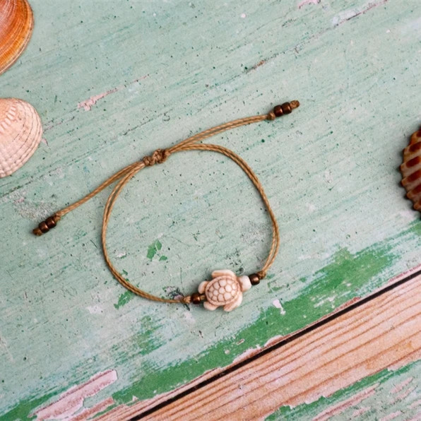 Cross-Border European and American Fashion New Beach Ocean Vacation Style Versatile Men's Bracelet Turtle Adjustable Braided Bracelet