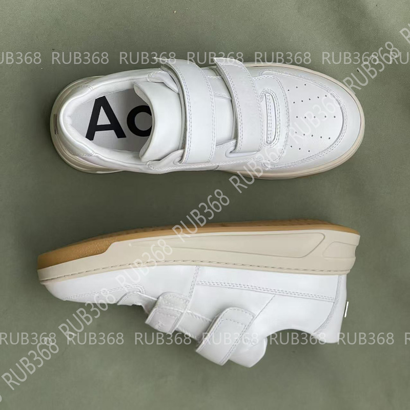 Metal Square Smiley Face Expression Face Platform Thick-Soled Velcro Sports Casual White Shoes Steffey Women's Shoes