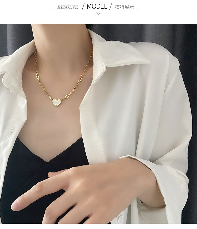 15g Weight Pendant Necklace Classification 1 Piece Quantity Daily Occasion Titanium Steel Material Heart Shape Pattern Women'S Gender Plating Design Fashion Style Fashion Heart Shape Titanium Steel Plating Pendant Necklace 1 Piece 1