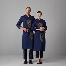 厨师服秋冬长袖酒店餐厅食堂厨房高级厨师工作服餐饮饭店印花刺绣