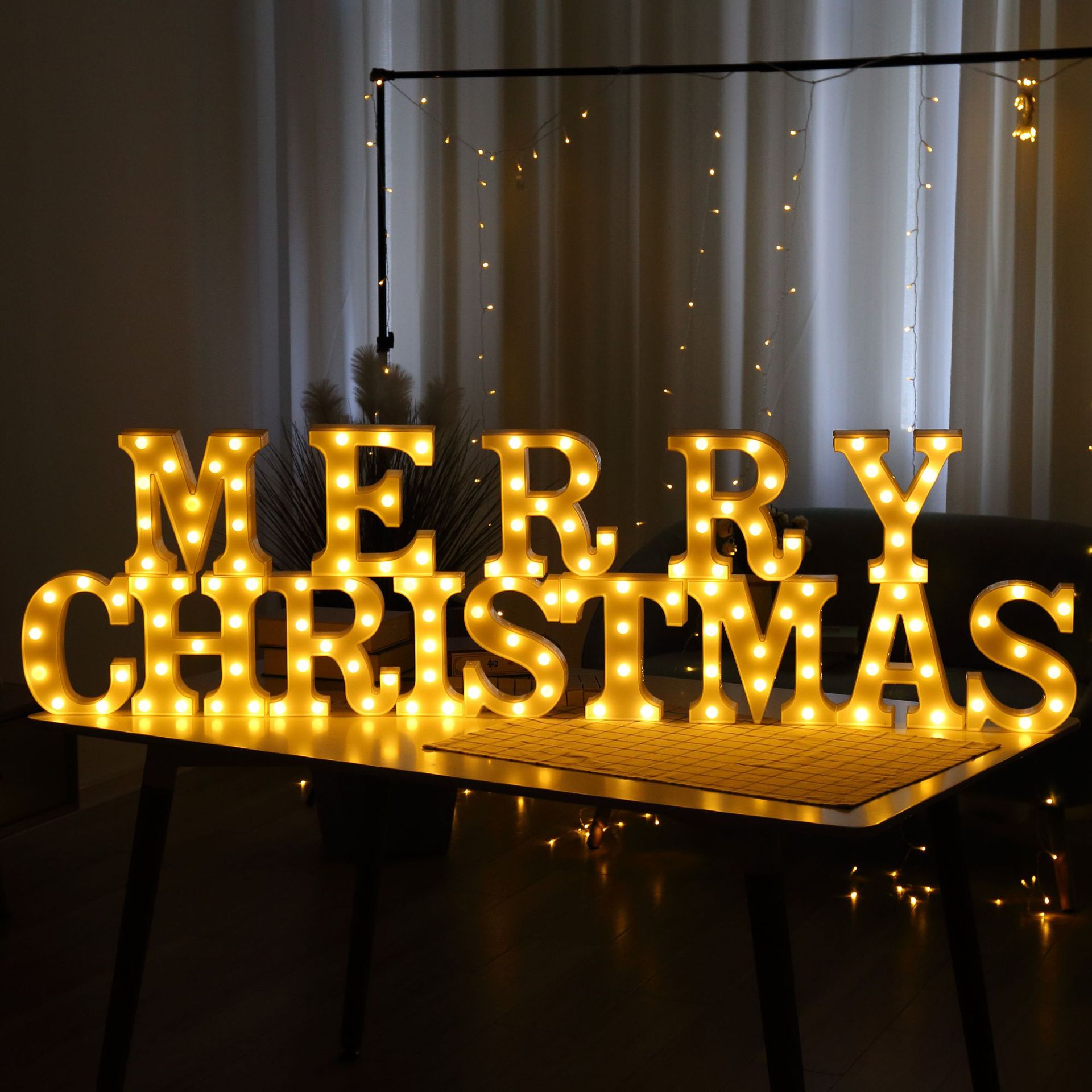 Factory Direct Sales Cross-border Ornament Lights LED Colorful Letter Lights Proposal Package English Happy Birthday Night Lights