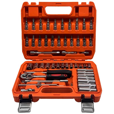 Pieces Auto Repair Tool Set — Mühərrik tənzimləmə alətləri - 53-piece-set-orange-chrome-plated