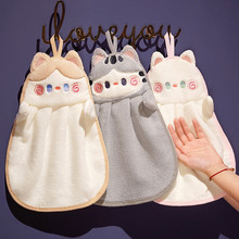 猫咪擦手巾家用可爱可挂式擦手巾厨房懒人抹布抹手巾纯色儿童手巾