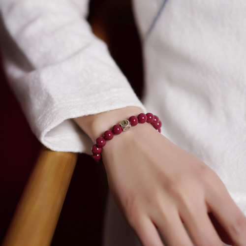 Factory Wholesale Eight Guardians imitation cinnabar bracelet solid color non-fading beads zodiac animal destiny Buddha accessories