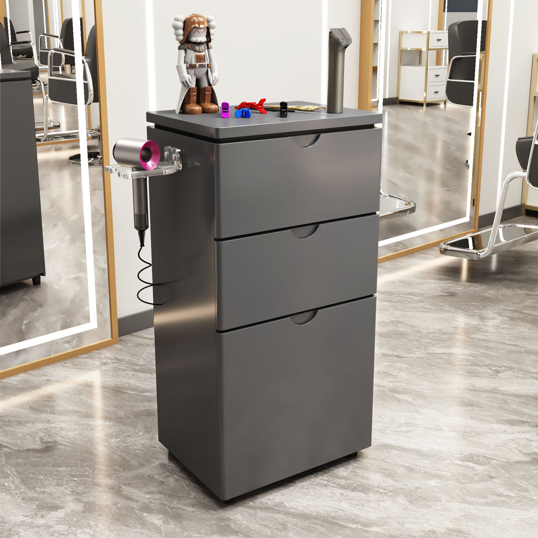 Nuevo gabinete de herramientas de peluquería de alta calidad gabinete de salón de peluquería carro móvil sin instalación móvil gabinete de herramientas de almacenamiento de madera sólida