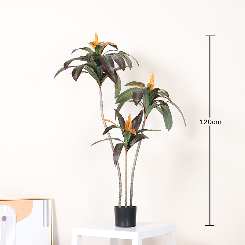 Simulación de plantas verdes Sensación avanzada Simulación de borde rojo Hierro Árbol falso Planta en maceta Sala de estar Interior Decoración Decoración Paisaje de plantas biónicas