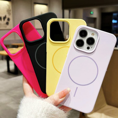 iPhone16 Pro用、細い磁気リング付き液体シリコン製スマホケース、Apple 17 AIR用耐衝撃無地保護ケース