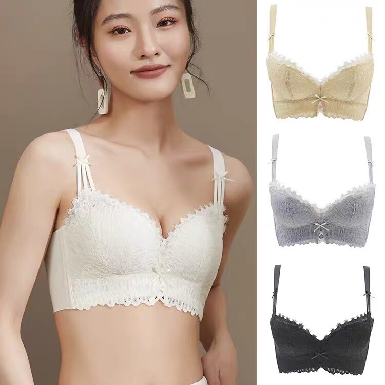 Gudiao 778 Sexy Lace Lingerie for Women, Medium-Thick Cup, Small Chest Push-Up, Wireless Adjustable Bra, Shantou Bra for Side Support