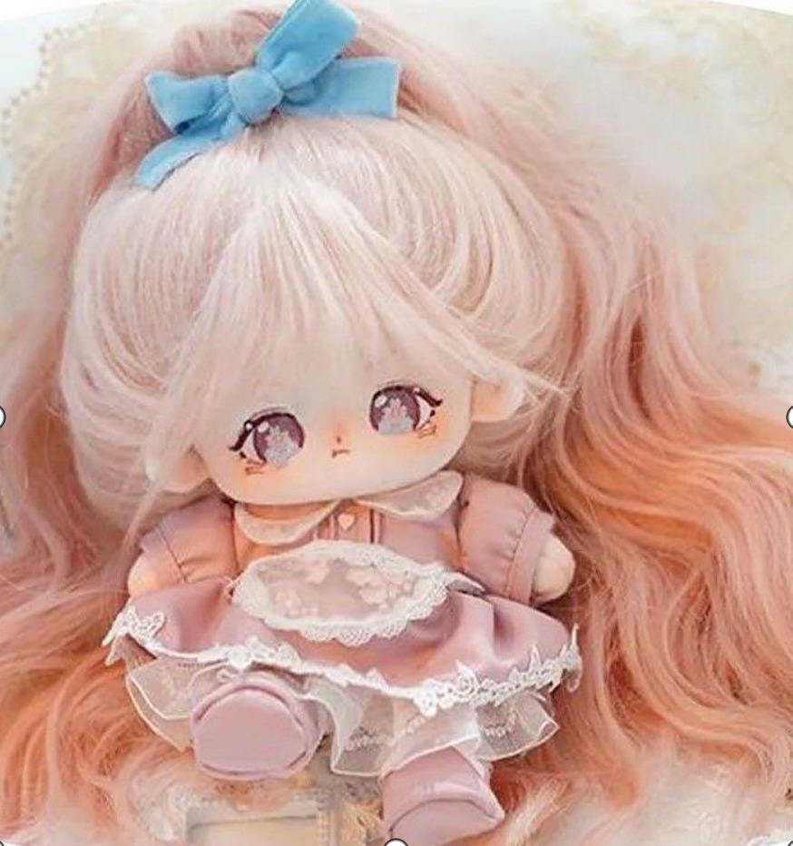 20cm algodón muñeca peluca Cola de Caballo Pelo Largo doble cola de caballo rizado en forma de humano clip de garra en stock