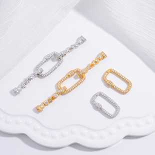 S925 Silver Rectangular Detachable Buckle DIY Pearl Emerald Bracelet Necklace Universal Long Leg Buckle SK78