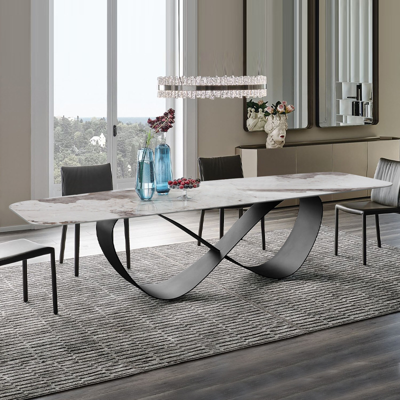 Mesa de Comedor de Vidrio Italiana Butterfly, Vidrio Templado y Acero Inoxidable, Desmontable, para Comedor image 7